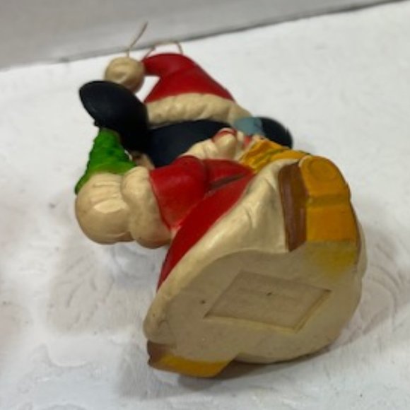 VTG Disney Santa Mickey Mouse w/Toy Sack & Tree Christmas Ornament 2.5" - Picture 4 of 9